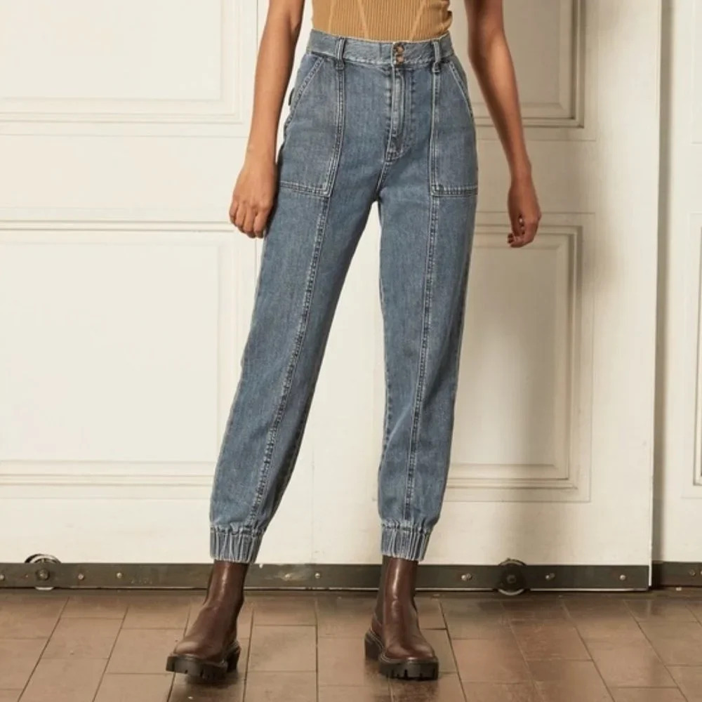 Boyish The Nico Straight Leg Baggy High Rise Cinched Bohemian Denim Jeans 26